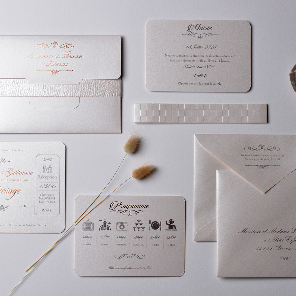 Faire-part Mariage Pocketfolder avec plusieurs cartons sur mesure