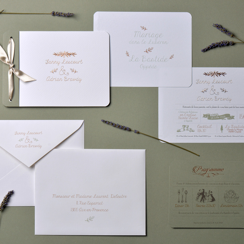 Carnet de mariage vert olive