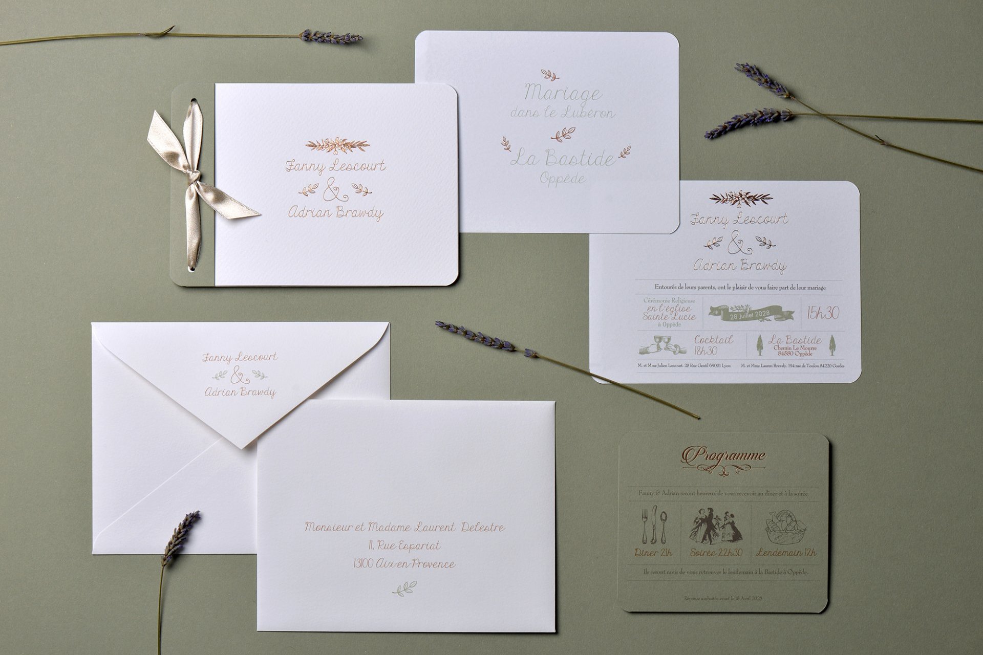 Carnet de mariage vert olive