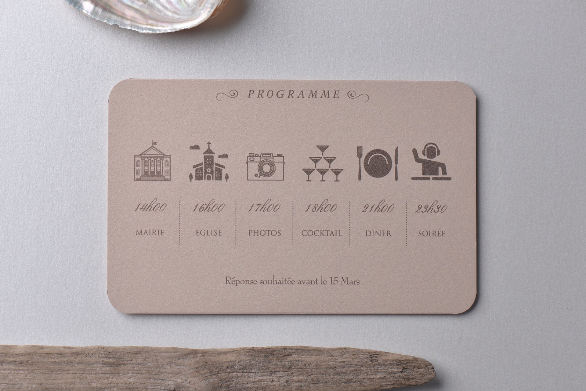 Carton Programme / 95 x 150 mm / Ecrin Nacré