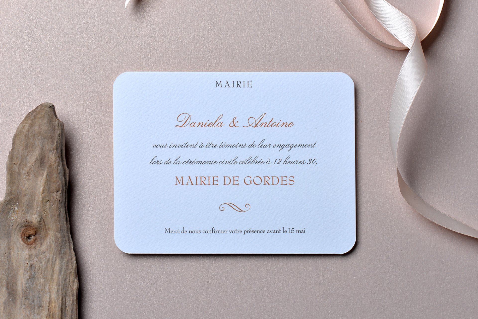 Carton Mairie/Soirée/Lendemain / 100 x 135 mm / Carnet Nude