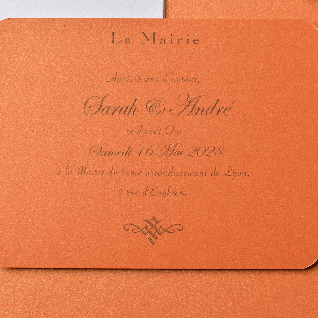 Carton Mairie/Soirée/Lendemain / 100 x 135 mm / Carnet Orange