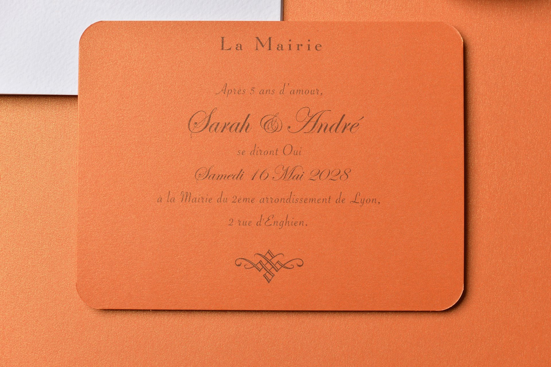 Carton Mairie/Soirée/Lendemain / 100 x 135 mm / Carnet Orange