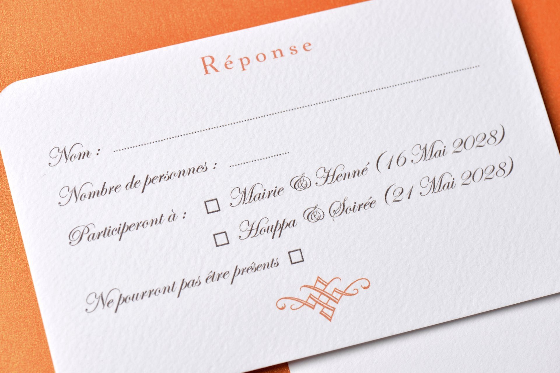 Coupon-Réponse / 85 x 135 mm / Carnet Orange