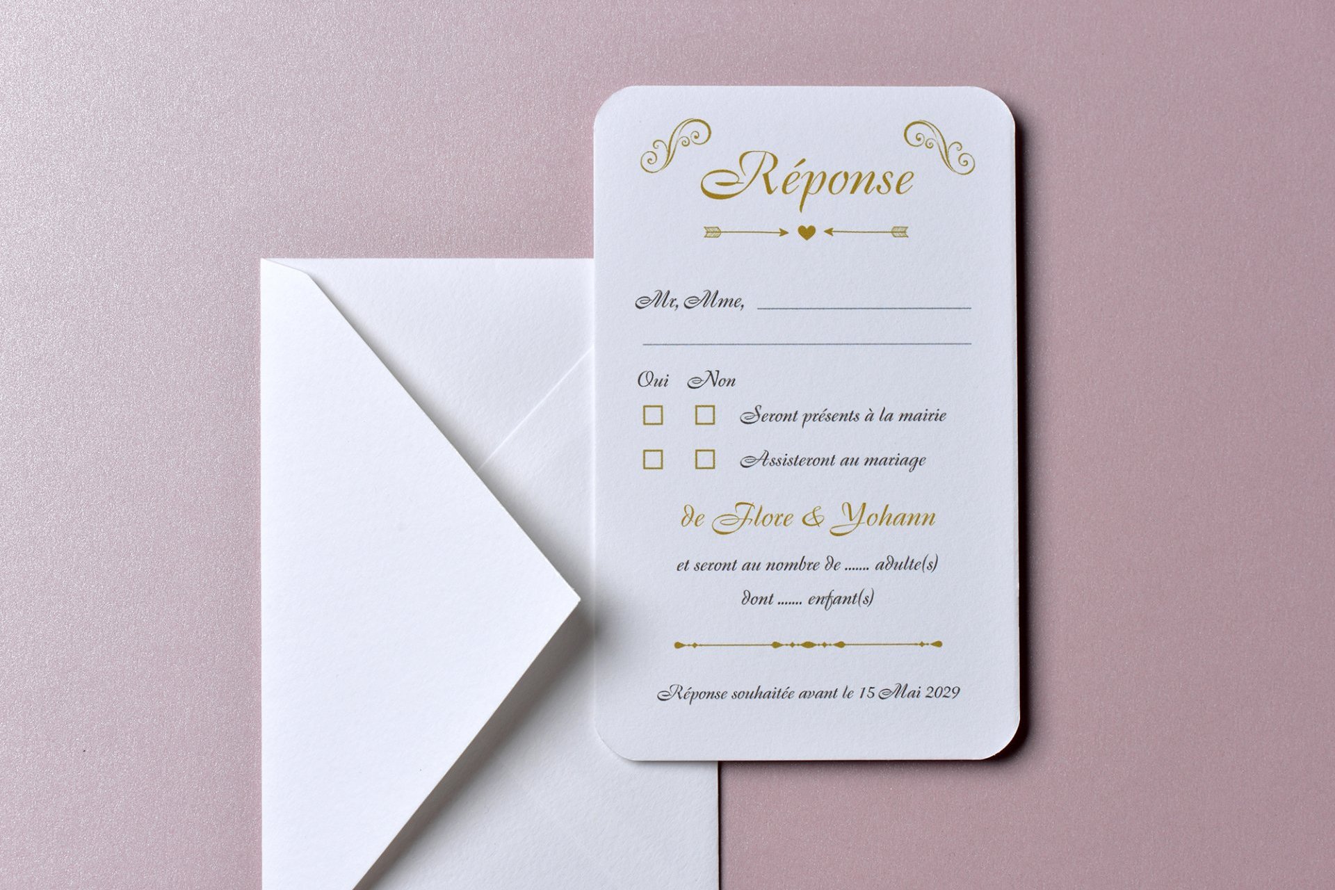 Coupon-Réponse / 135 x 85 mm / Passport Rose Poudré