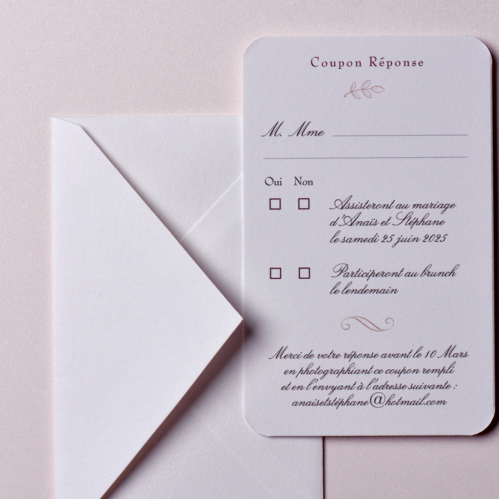 Coupon-Réponse / 135 x 85 mm / Passport Rose Pailleté