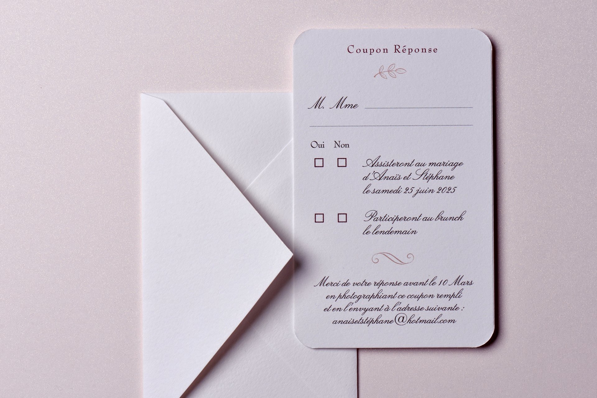 Coupon-Réponse / 135 x 85 mm / Passport Rose Pailleté