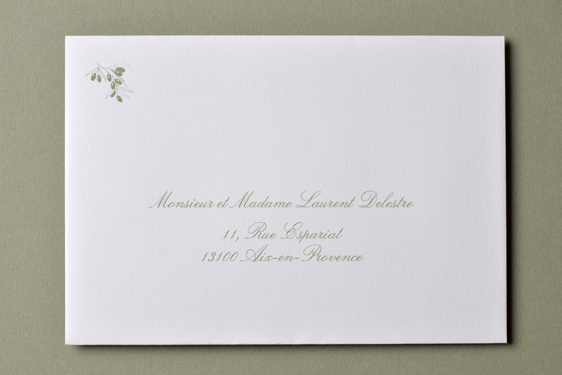 Impression Adresse Enveloppe / 114 x 162 / Passport Vert Olive