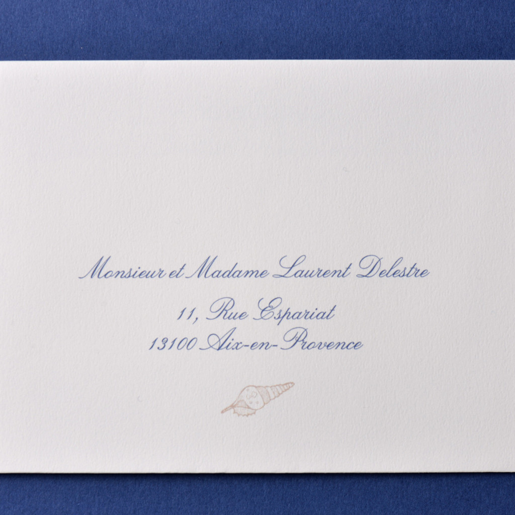 Impression Adresse Enveloppe / 114 x 162 mm / Passport Bleu Roi Anne & Johann