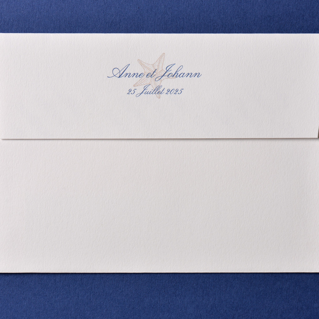 Impression Verso Enveloppe / 114 x 162 mm / Passport Bleu Roi Anne & Johann