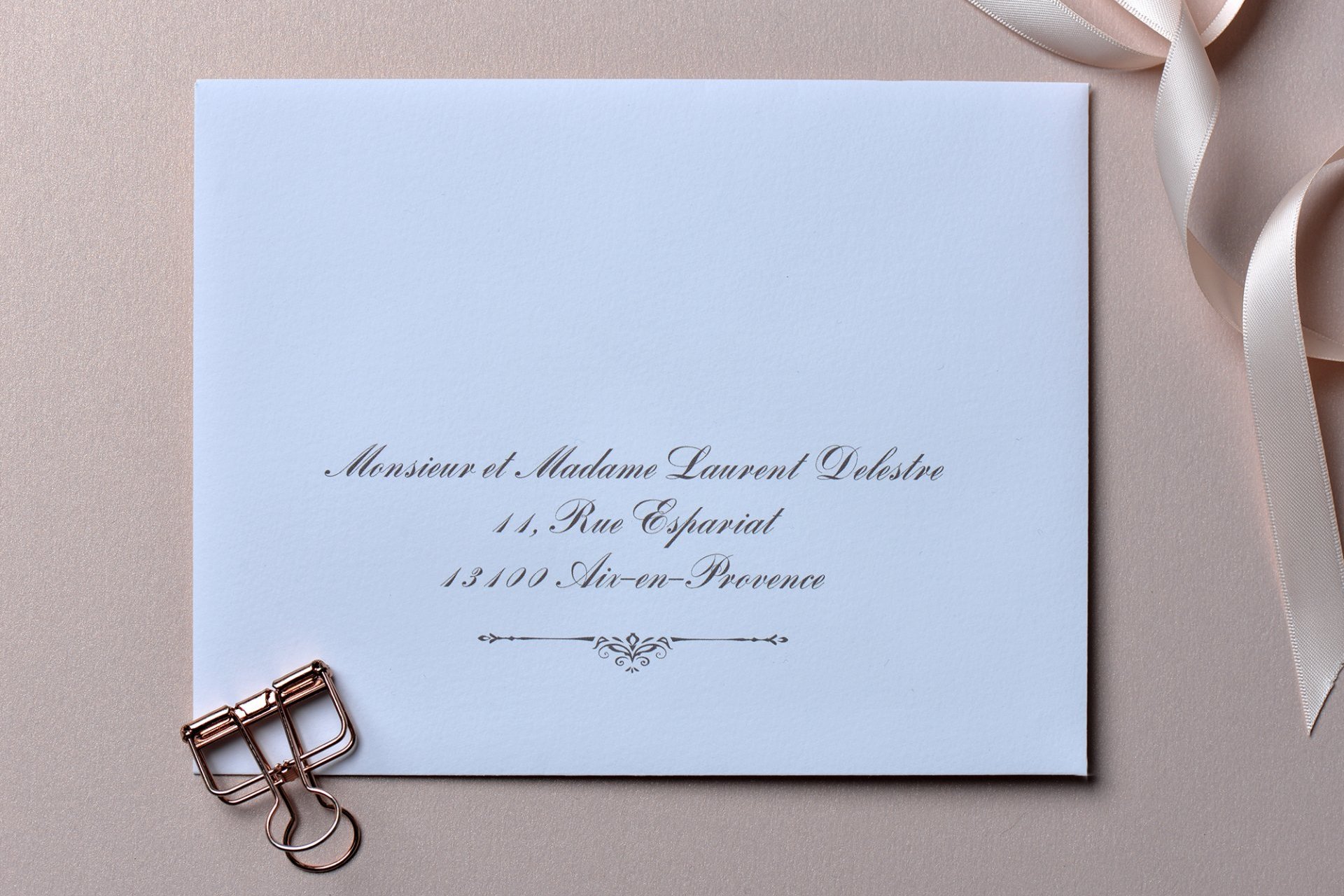 Impression Adresse Enveloppe / 145 x 190 mm / Carnet de mariage Nude