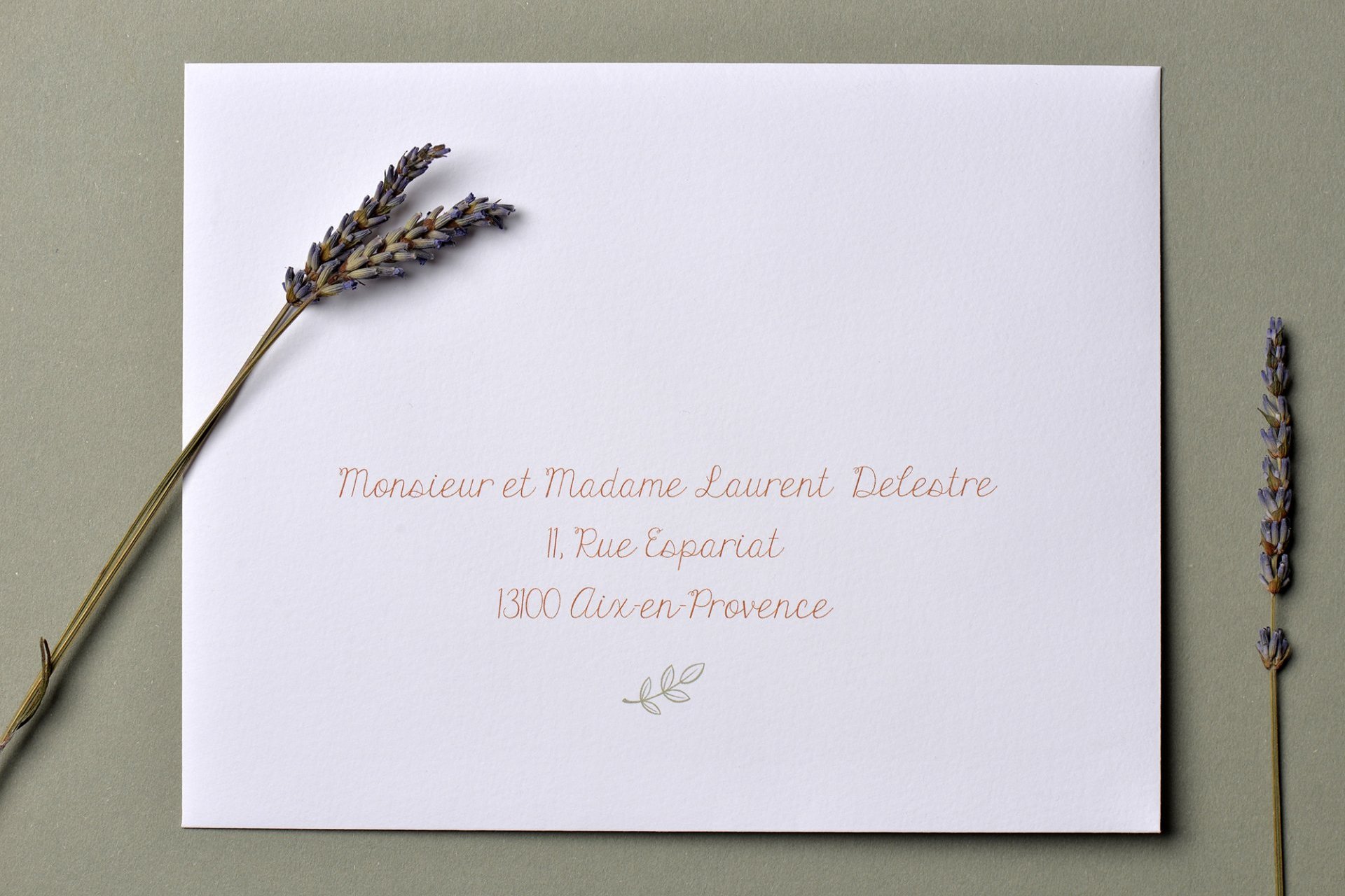 Impression Adresse Enveloppe / 145 x 190 mm / Carnet de Mariage Vert Olive
