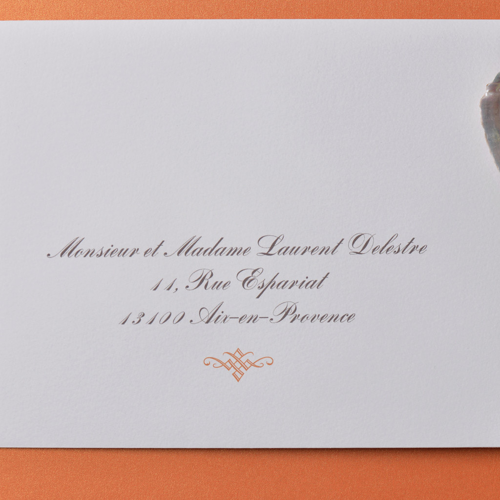 Impression Adresse Enveloppe / 145 x 190 mm / Carnet de Mariage Orange