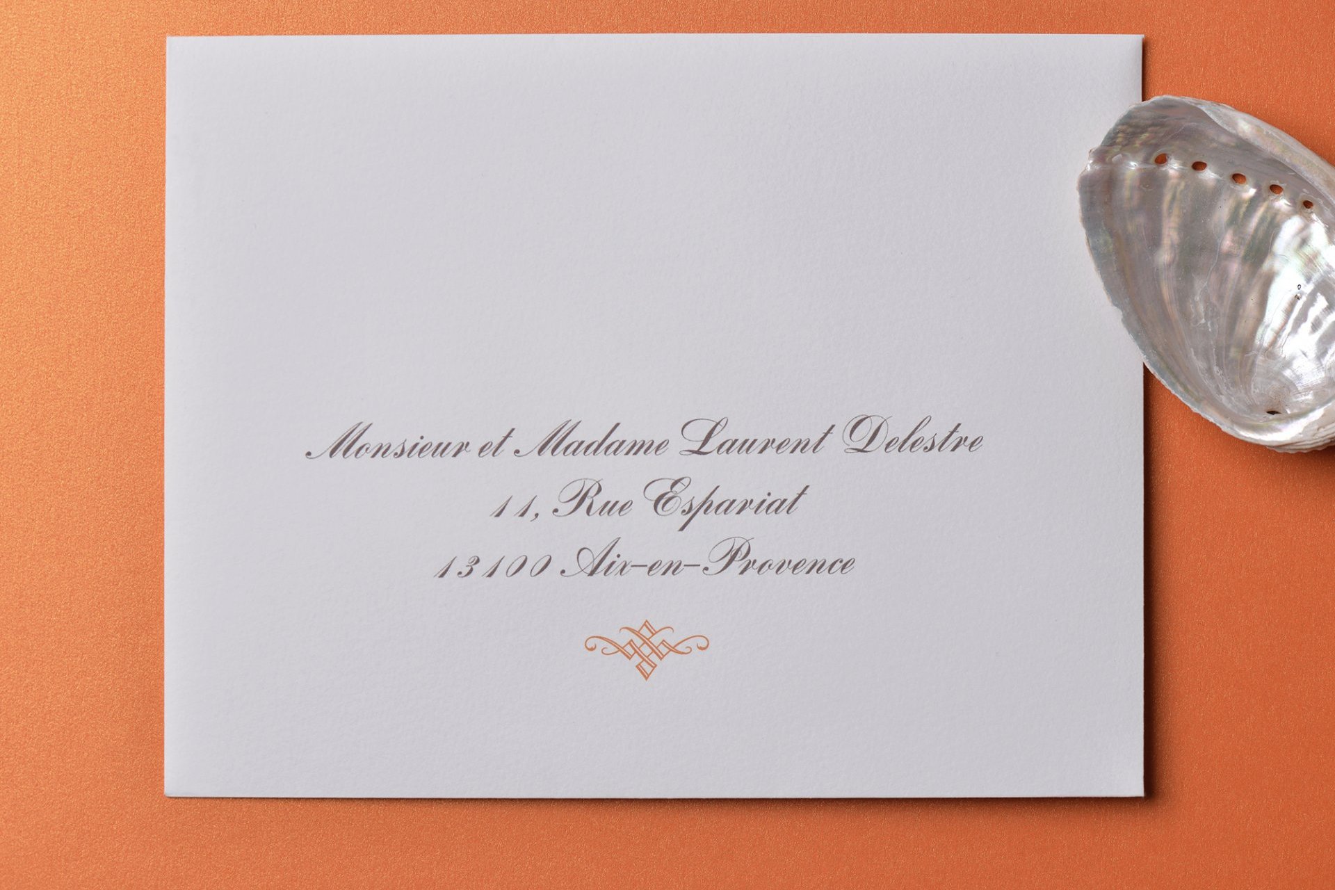 Impression Adresse Enveloppe / 145 x 190 mm / Carnet de Mariage Orange