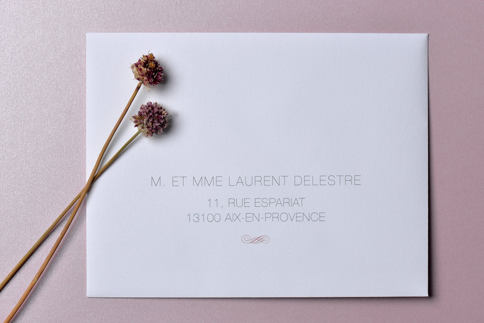 Impression Adresse Enveloppe / 145 x 190 mm / Carnet de Mariage Rose Poudré